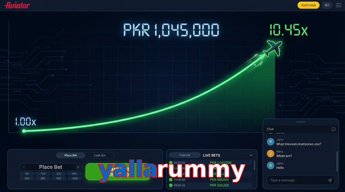Main screen of Yallarummy aviator page for PK players