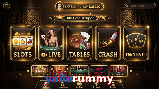 Main screen of Yallarummy casino page for PK players